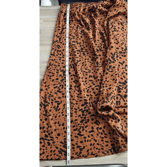 Shein Curve Orange Animal Print Size 12 2XL Pull On Midi Skirt Women's Plus Boho - Picture 7 of 8